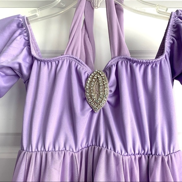 Dance Costume Light Purple Handkerchief Off The Shoulder Dress size Small - Picture 4 of 10